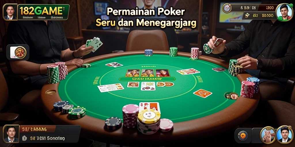 Tampilan gameplay menarik dari 182GAME saat bermain Poker.
