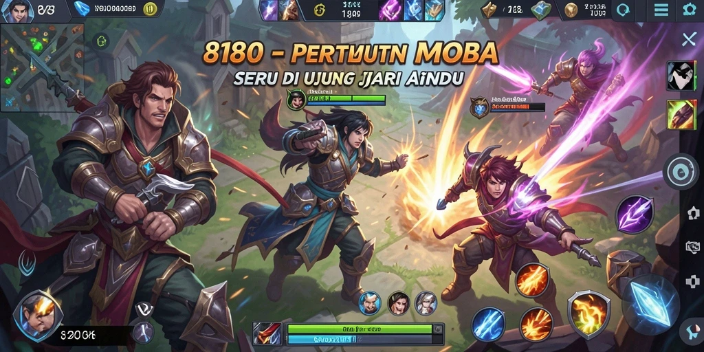 Screenshot gameplay MOBA yang menegangkan dan seru.