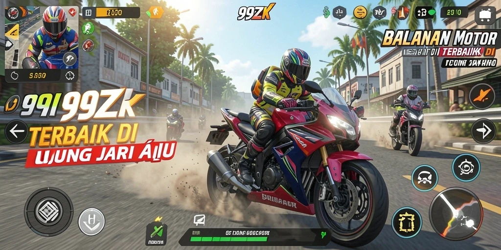 Tampilan gameplay seru dan menantang dari balapan motor di 99ZK.