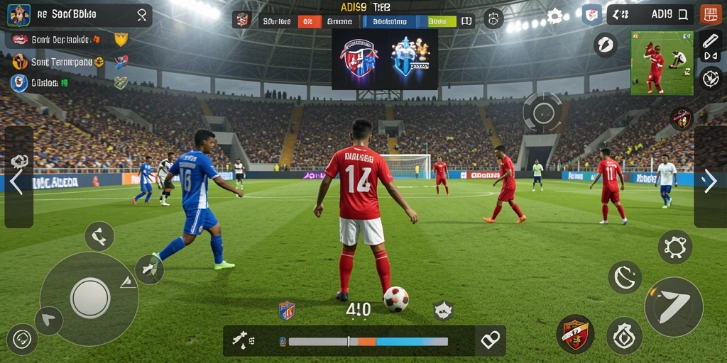 Screenshot dari gameplay ADI99 yang menampilkan aksi sepak bola yang menarik.