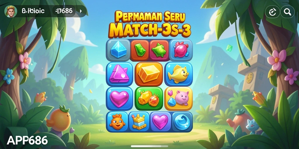 Tampilan gameplay seru dari AP686 dengan aksi Match-3.