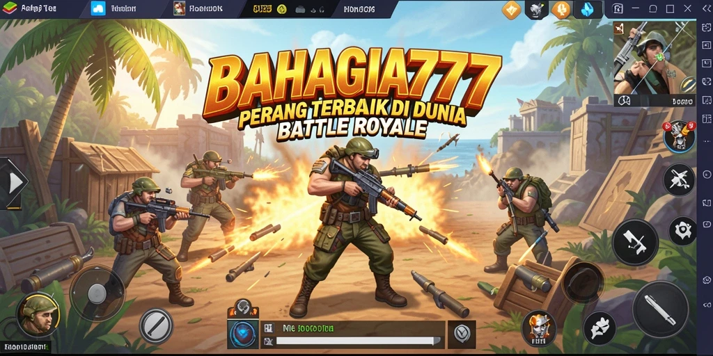 Tampilan gameplay seru dari BAHAGIA777 di arena Battle Royale.