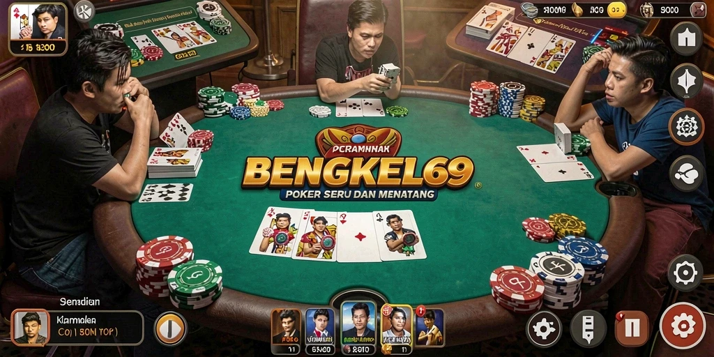 Screenshot BENGKEL69 menunjukkan pemain sedang menikmati permainan poker.