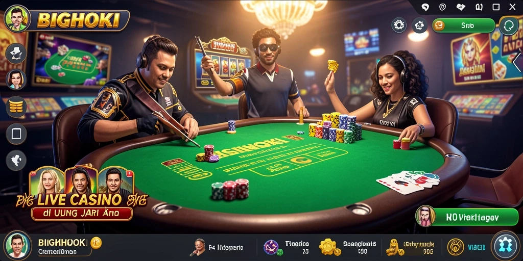 Screenshot BIGHOKI menampilkan dealer langsung dalam permainan Live Casino yang menarik.