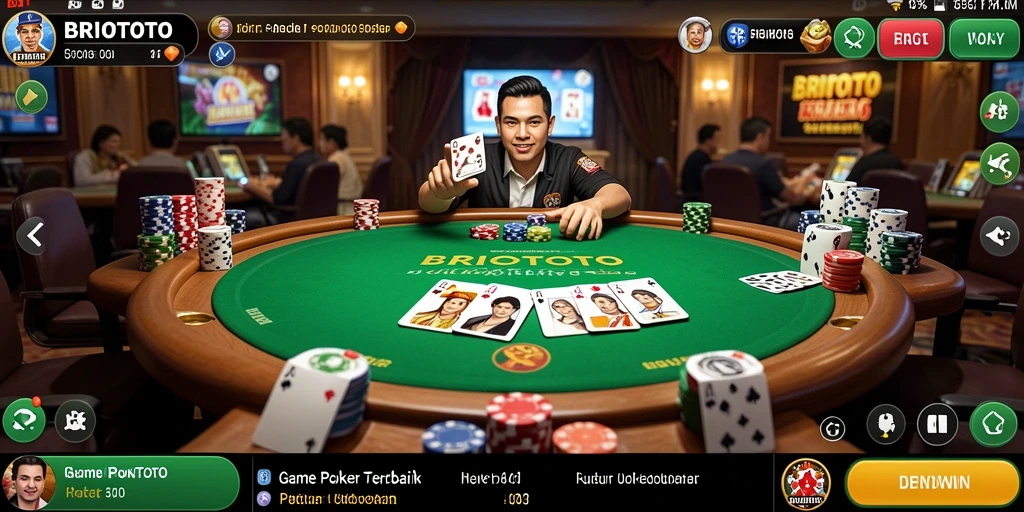 Tampilan screenshot BRIOTOTO saat para pemain bermain poker.