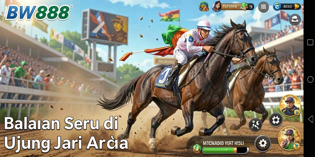 Tampilan gameplay BW888 yang mendebarkan dengan mobil balap melaju kencang.