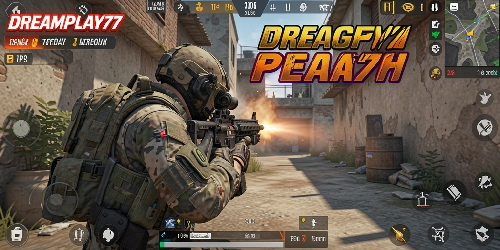 Tampilan gameplay menegangkan dalam <strong>DREAMPLAY77</strong> dengan aksi tembak-menembak yang intens.