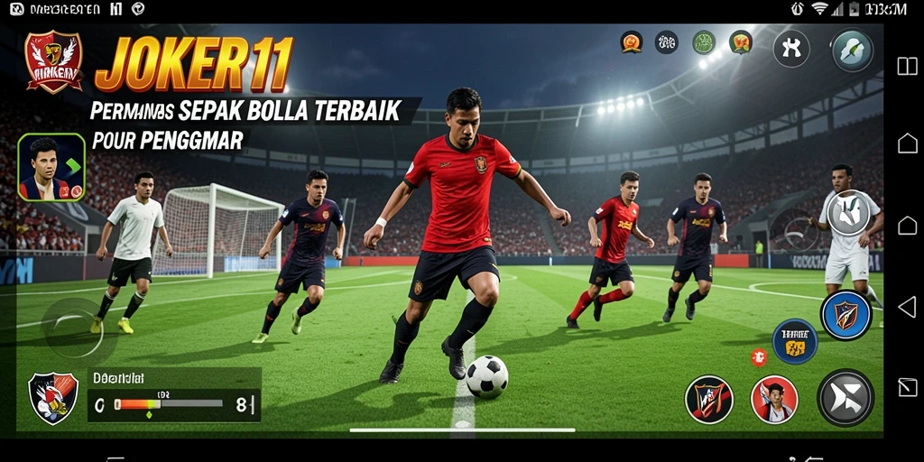 Tangkapan layar permainan <strong>JOKER11</strong> menangkap momen seru dalam pertandingan sepak bola.