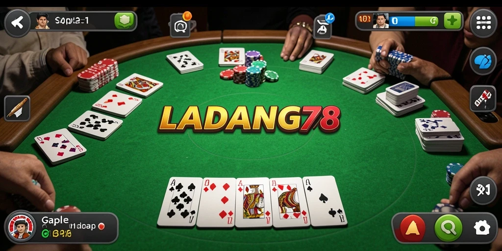 Screenshot gameplay <strong>LADANG78</strong> yang menunjukkan antusiasme pemain Gaple.