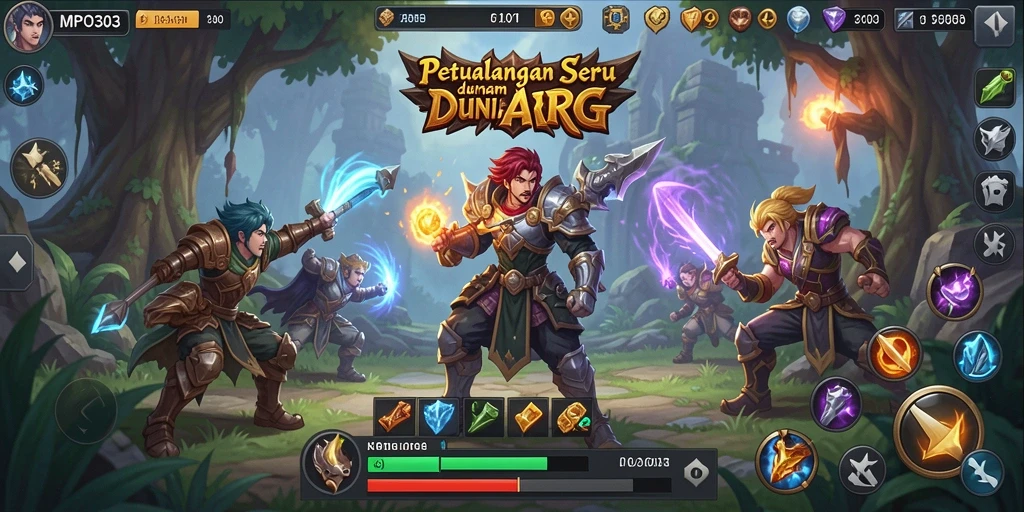 Tangkapan layar gameplay MPO303 yang menampilkan pertempuran seru dan petualangan.