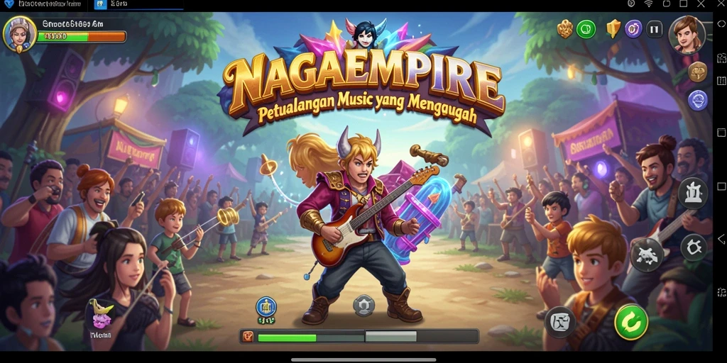 Gameplay NAGAEMPIRE menampilkan aksi seru dengan irama musik yang menggoda.