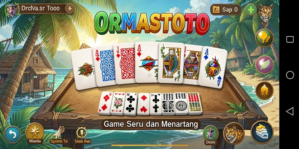 Screenshot gameplay ORMASTOTO menampilkan aksi seru permainan Domino.