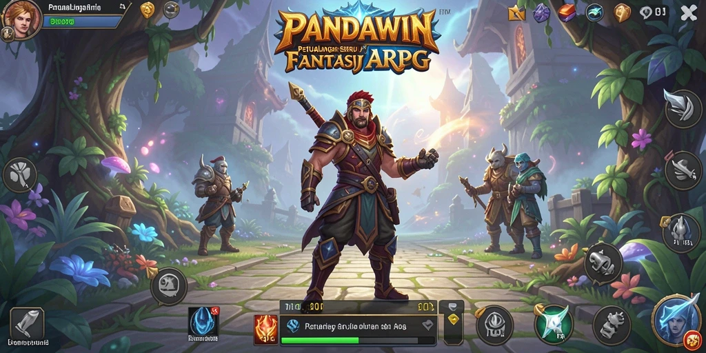 Tangkapan layar gameplay PANDAWIN dengan aksi pertarungan yang seru.