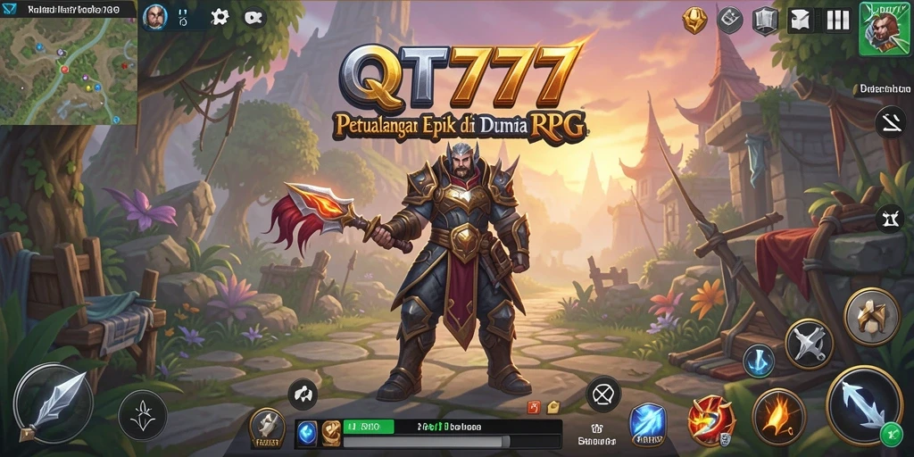 Tangkapan layar utama QT777 menampilkan pertarungan mendebarkan dalam dunia RPG.