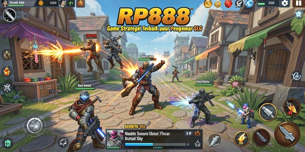 Tangkapan layar gameplay RP888 dengan aksi pertempuran strategi yang mendebarkan.