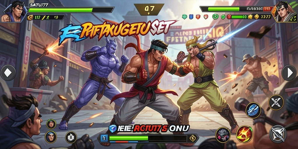 Screenshot gameplay SATU77 menampilkan aksi pertarungan yang mendebarkan.