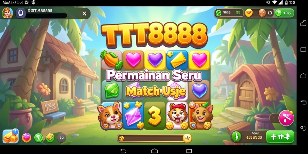 Screenshot utama TTT888 menampilkan gameplay seru Match-3.