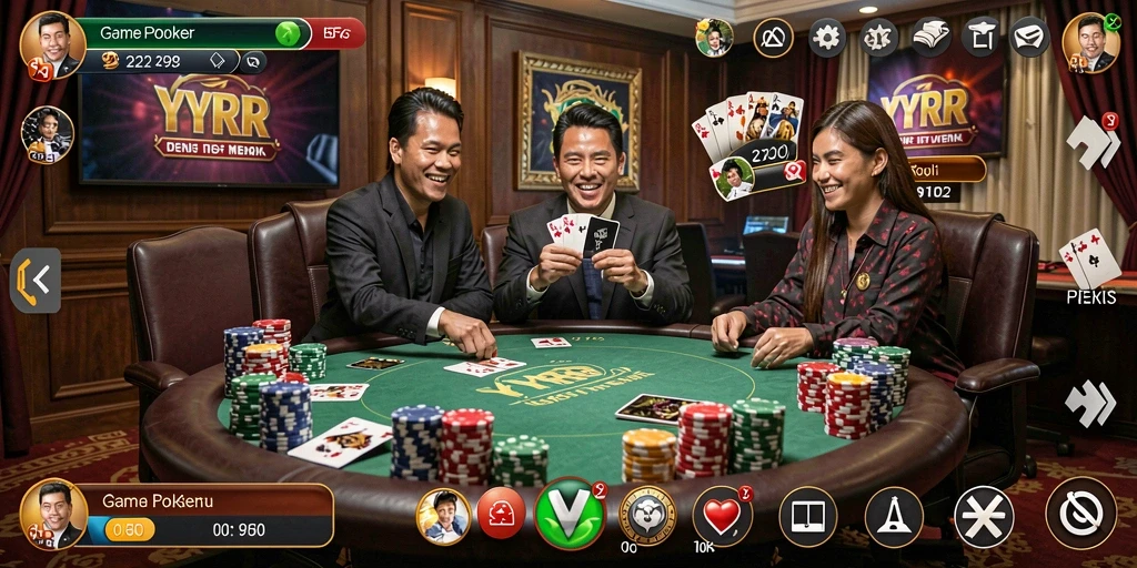 Screenshot gameplay menunjukkan aksi seru dalam permainan Poker YYRR.